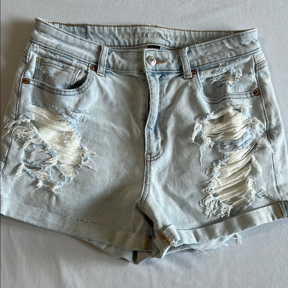 American Eagle Outfitters Ripped Light Blue Jean Shorts Sz 10